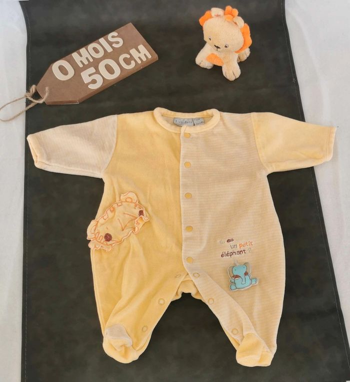 Pyjama 👣 velours ouverture devant, kiabi 0mois /50cm grenouillère