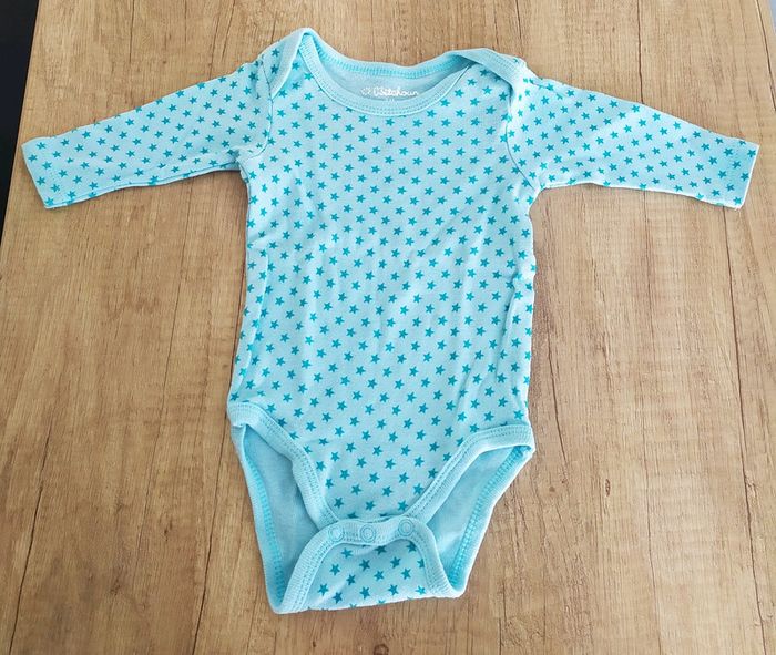 Body manches longues turquoise étoiles garçon 3 mois Kiabi