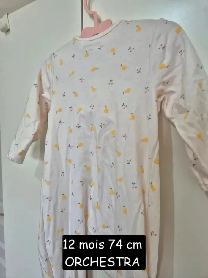 Orchestra Dors-bien en jersey print fruits pour bébé fille 12 mois 74 cm pyjama - photo numéro 7