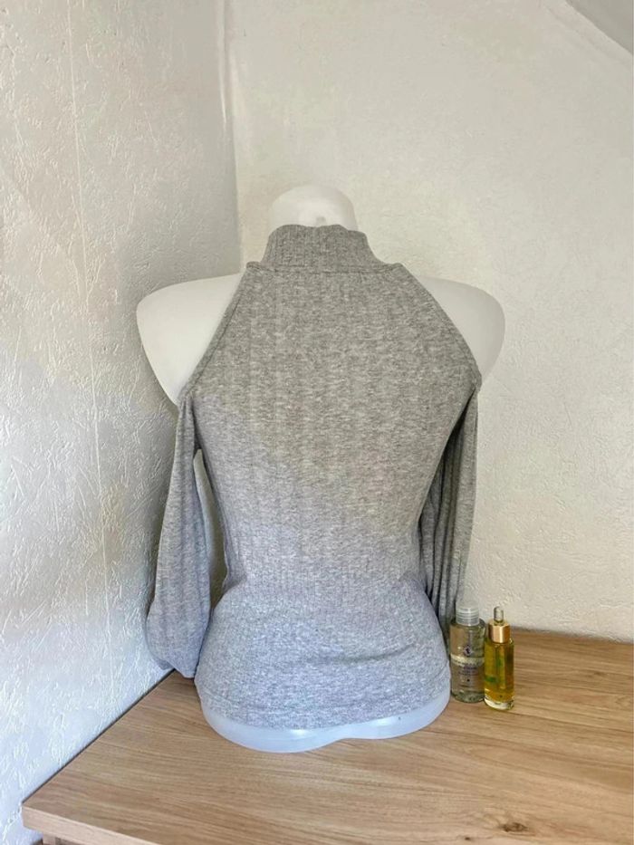 Top gris côtelé manches ouvertes - Jennyfer - Taille M - photo numéro 4