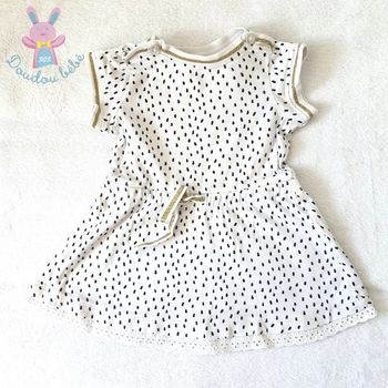 Robe blanche doré et marine bébé fille 6 Mois été Orchestra