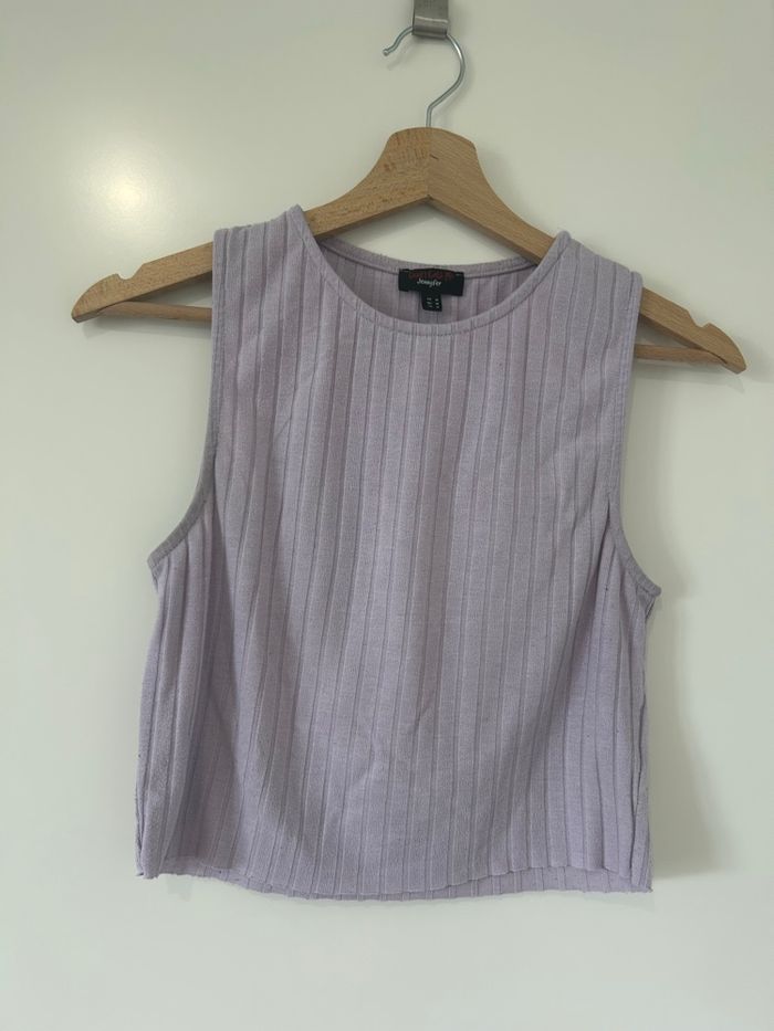 Top sans manches côtelé mauve – Jennyfer – Taille M - photo numéro 4