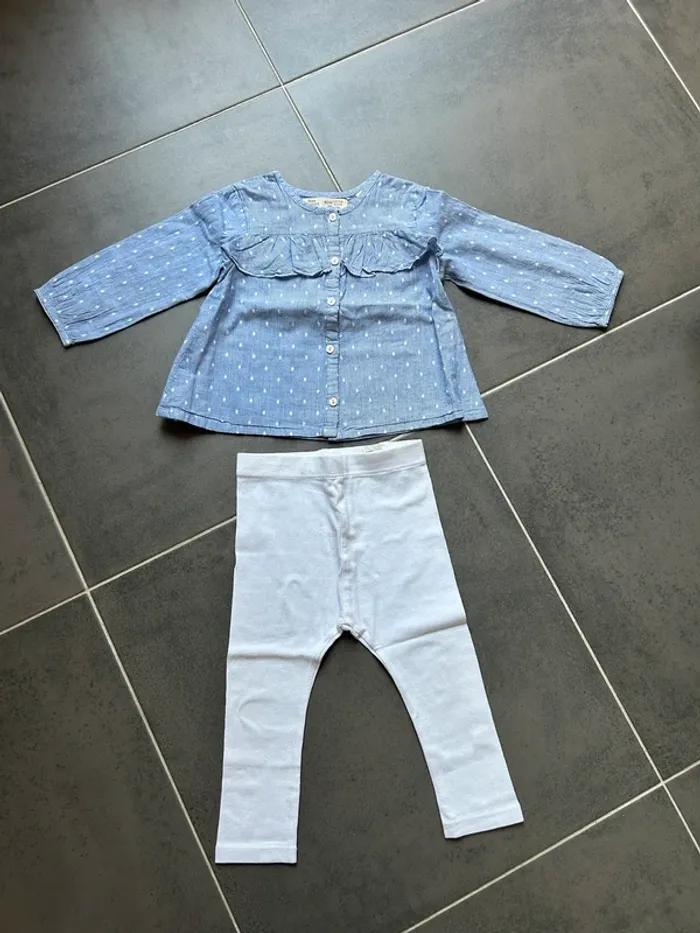 Ensemble blouse chemisier et legging bébé fille Zara