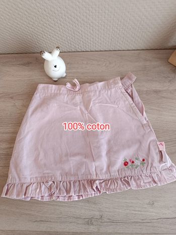 Jupe 100% coton rose poudré rose pâle