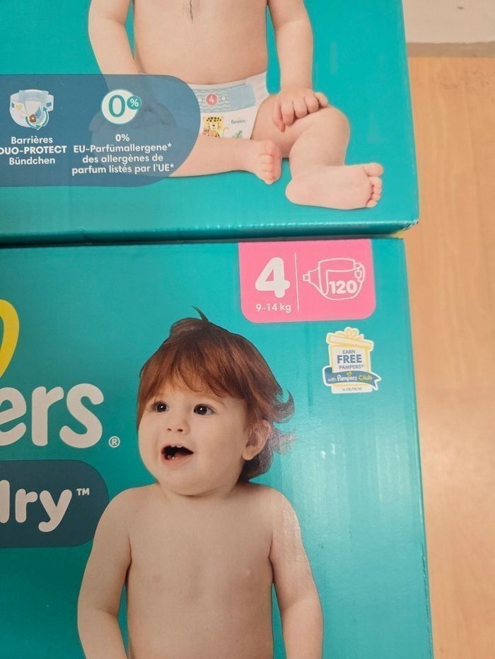 🍼 Pampers Baby-Dry – Taille 4 (9–14 kg) – Lot 2x120 couches – Neuf - photo numéro 2