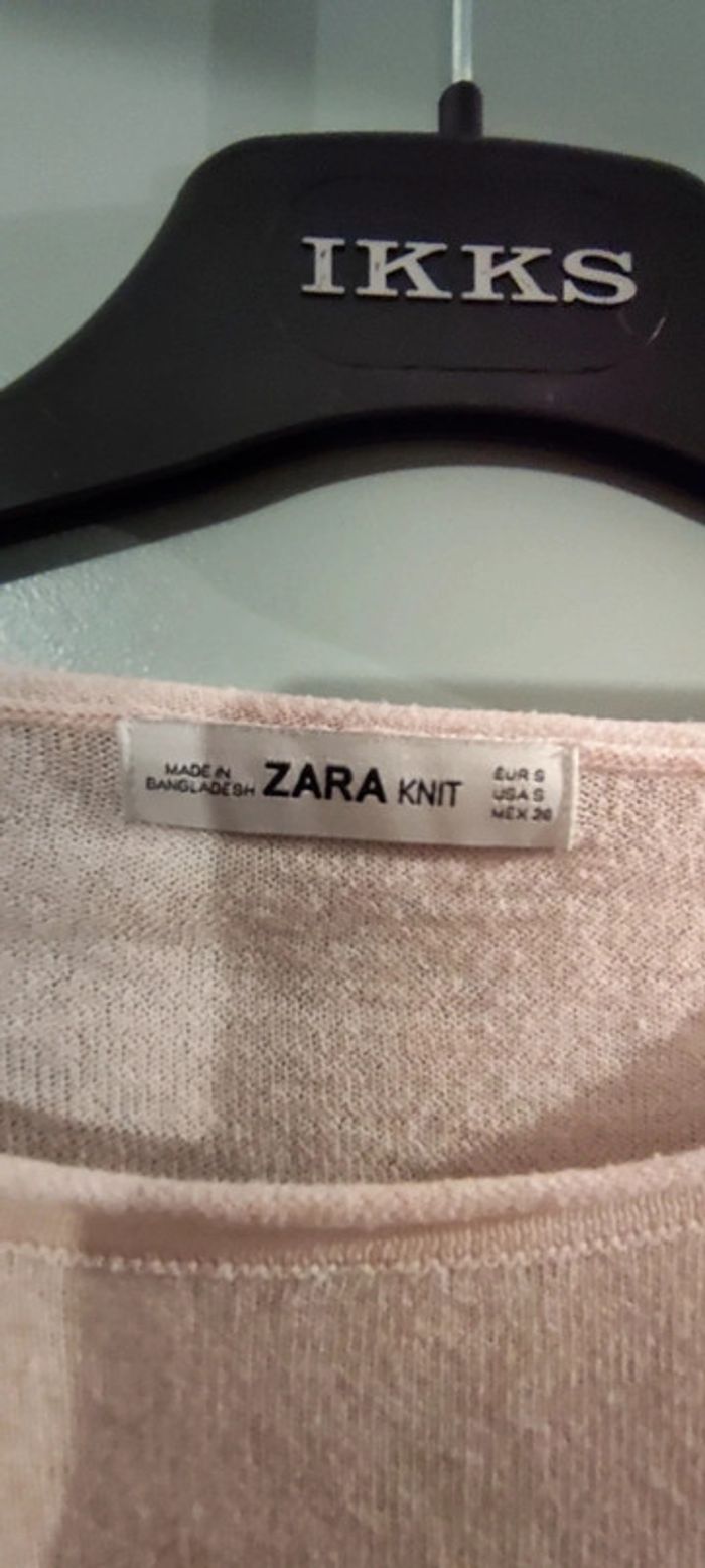 Pull léger rose Zara Knit manches longues à noeuds - photo numéro 4