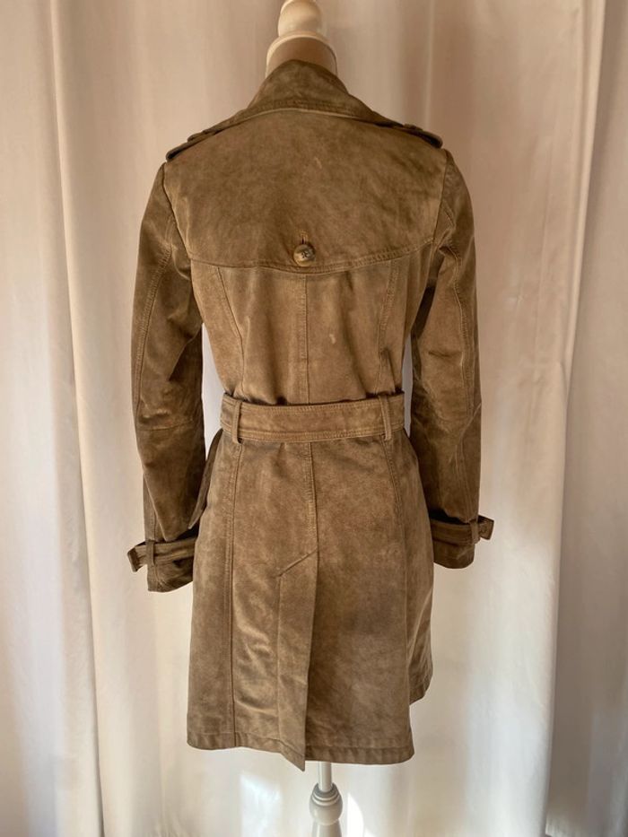 Trench en cuir nubuck Camaïeu - photo numéro 8