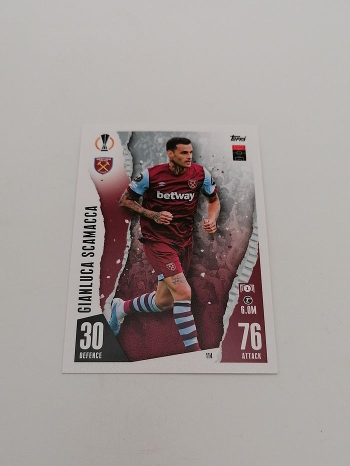 Carte Match Attax 2023-24 Gianluca Scamacca n°114 West Ham United FC. - photo numéro 2