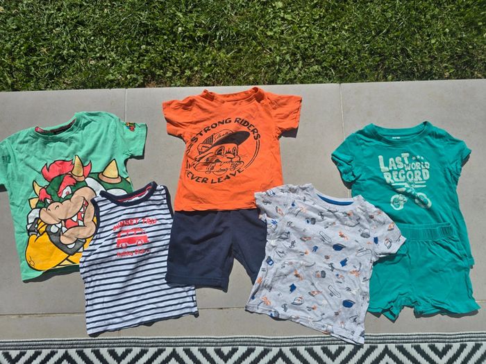 Lot été garcon 4 ans pyja short tee shirt debardeur marinière bowser