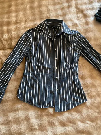 Chemise rayée anthracite blanc Zara