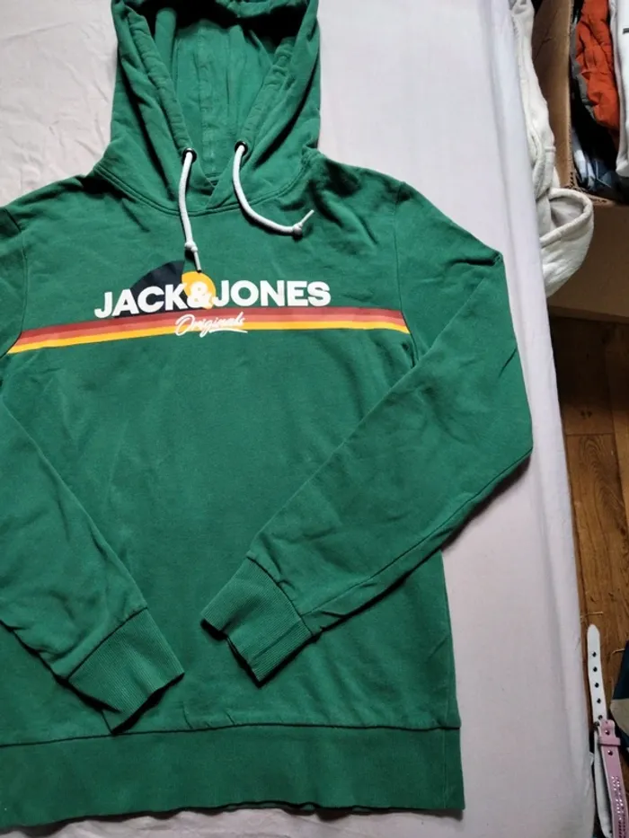 Sweat à capuche vert vintage Jack&Jones Taille S - photo numéro 4