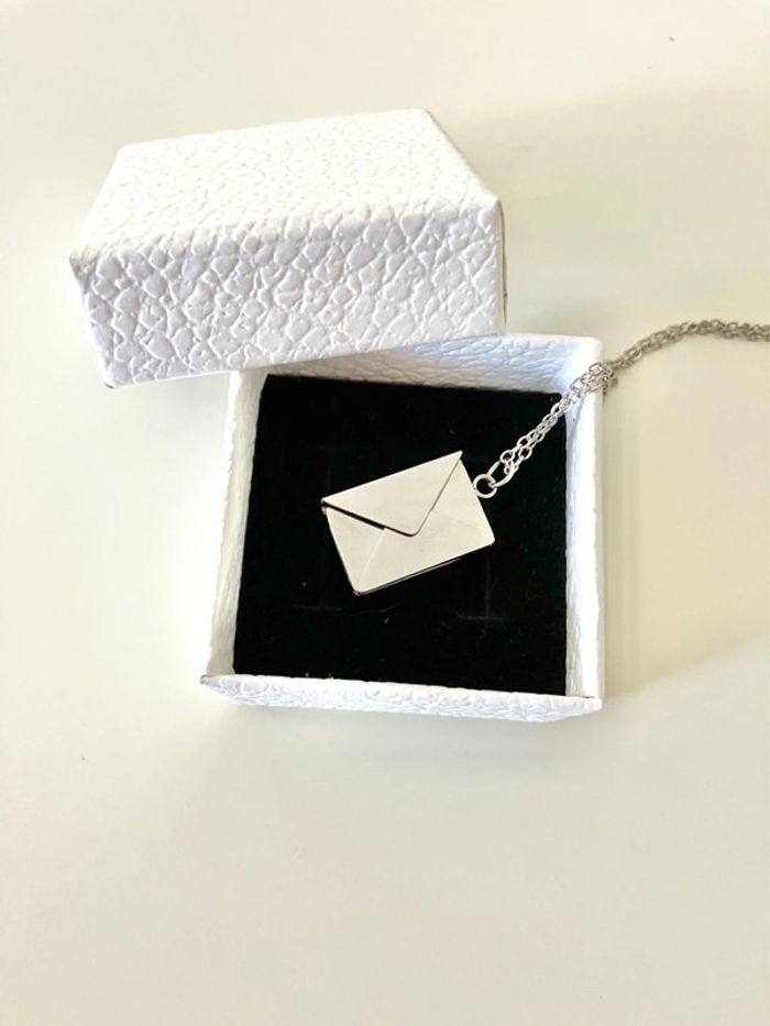 très joli collier Enveloppe Paris argenté pendentif Mon Cœur enveloppe neuf idée cadeau - photo numéro 6