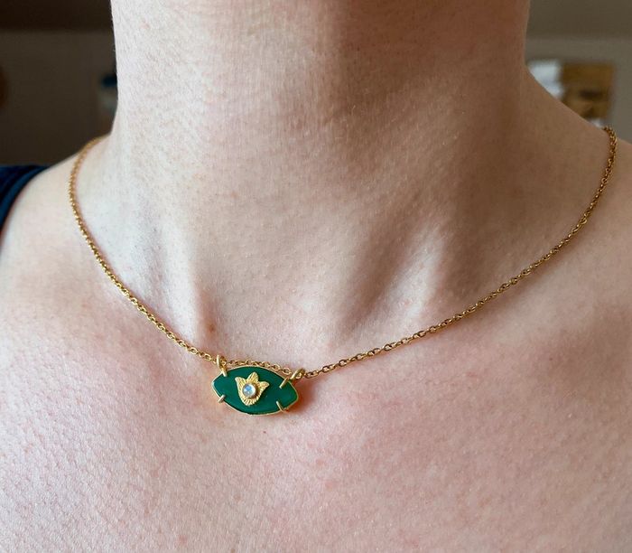 Collier grigri œil protecteur Onyx vert - photo numéro 10