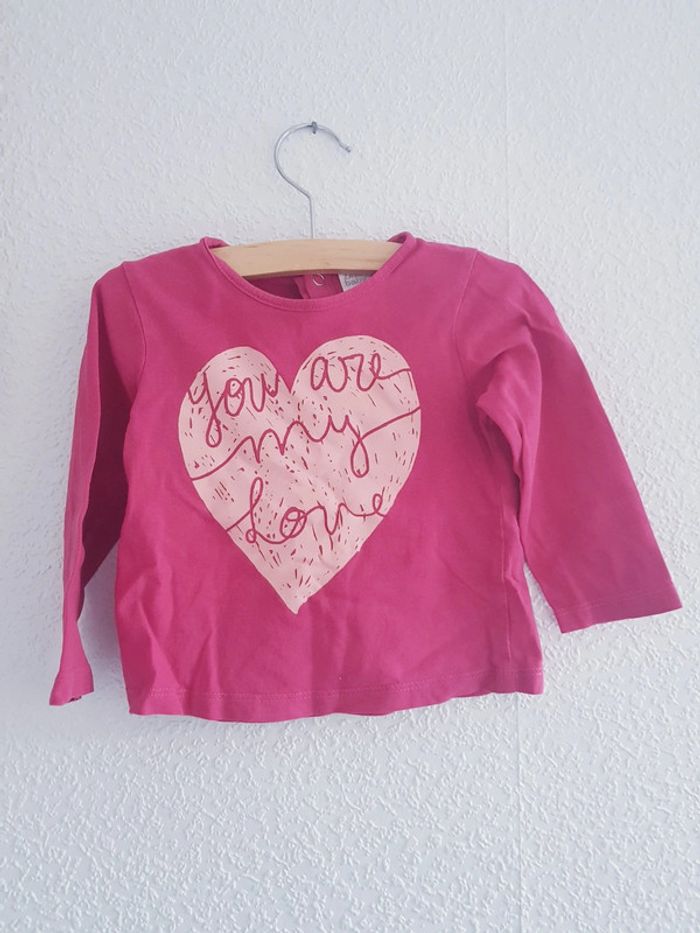 Zara - Tee-shirt manches longues, col rond (9 mois) - photo numéro 2