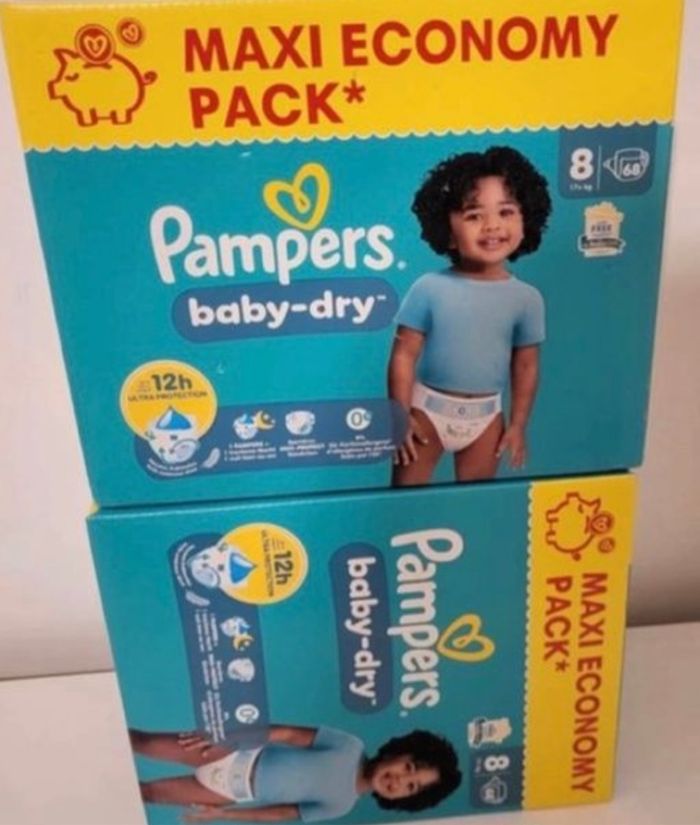 2 cartons Pampers baby dry taille 8