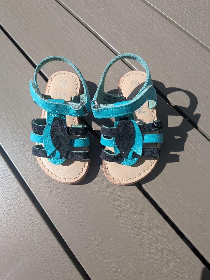 Sandales turquoise et noir P21 - luciejuchaussF - photo numéro 2