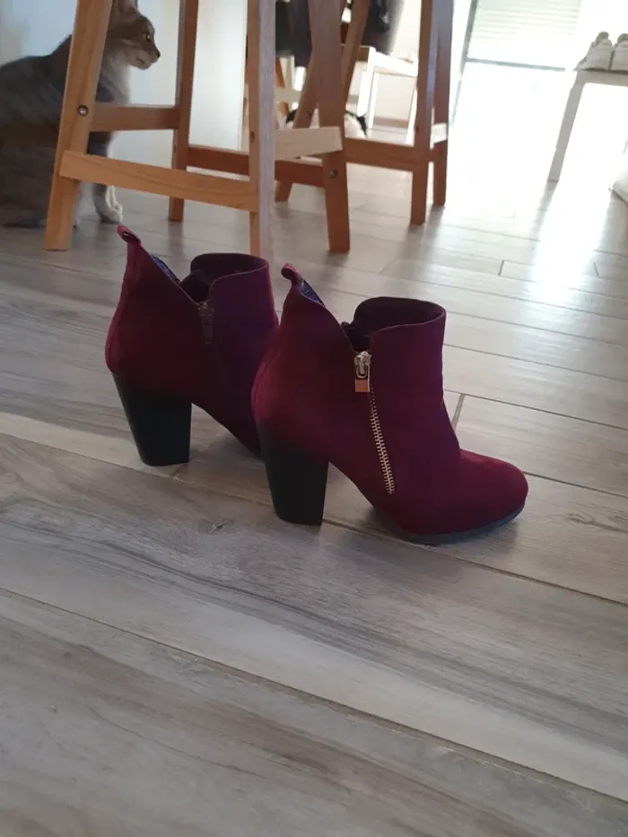 Bottine talon bordeaux - photo numéro 2