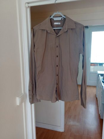 Chemise unie homme marron clair c79