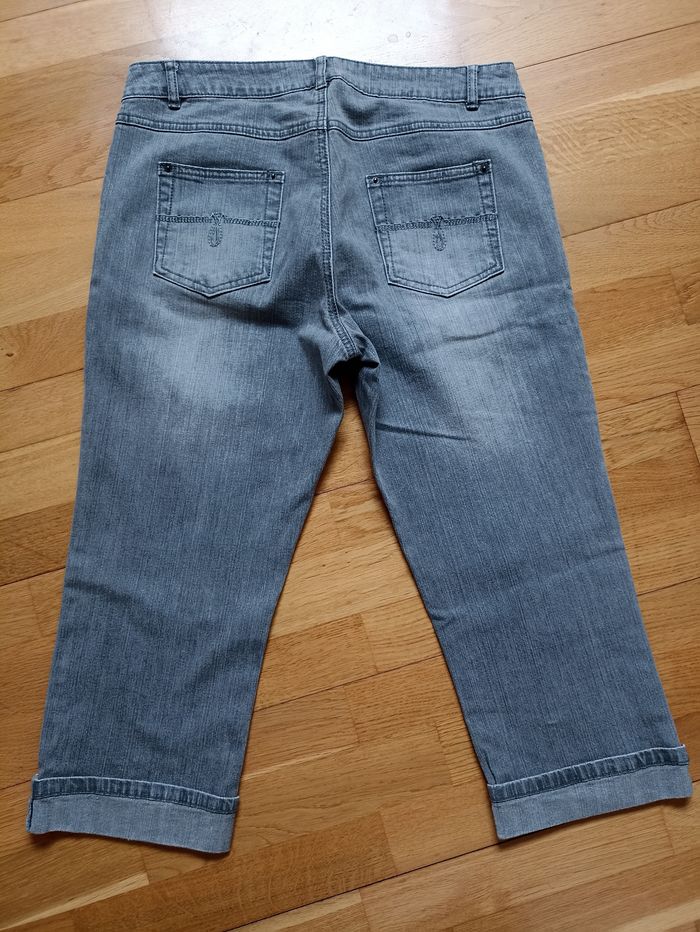 Pantacourt jean gris femme - 40 - photo numéro 2