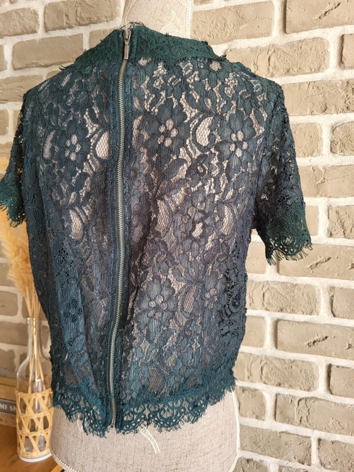 Blouse en dentelle vert émeraude Zara - photo numéro 9