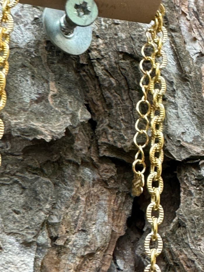 Sautoir habaha Paris acier inoxydable  chaîne  réglable chaises pierres pyrite amazonite dorés - photo numéro 11