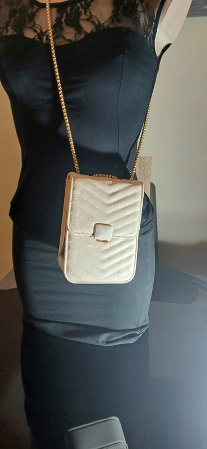 Sac à bandoulière matelassé blanc cassé - photo numéro 1