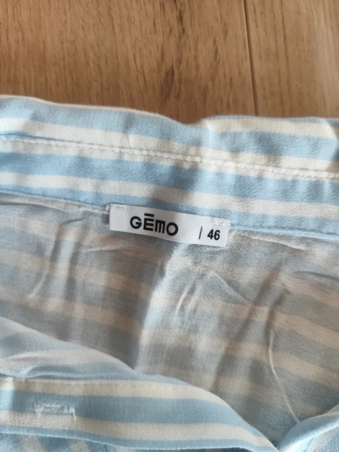 Chemise Gémo bleu clair T.46 Coton - Rayures - Très bon état - photo numéro 5