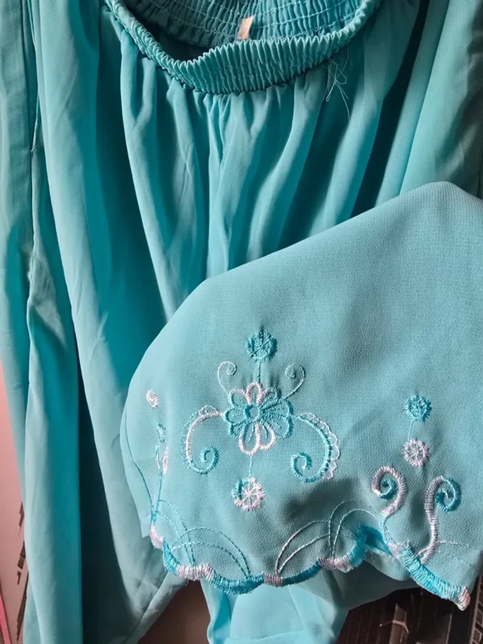 Ensemble pantalon + tunique longue bleu turquoise - photo numéro 8
