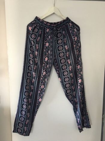 Pantalon léger bleu marine et rose M/L