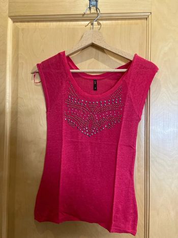 Teeshirt en lin a strass fuchsia undiz