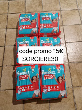 216 couches culotte Pampers baby-dry pants taille 5