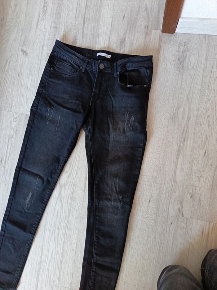 Pantalon jeans 38 M femme gemo tbe noir - photo numéro 3