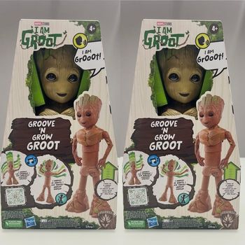 Lot de 2 figurines Hasbro Marvel Studios I Am Groot Groove & Grow Groot Disney