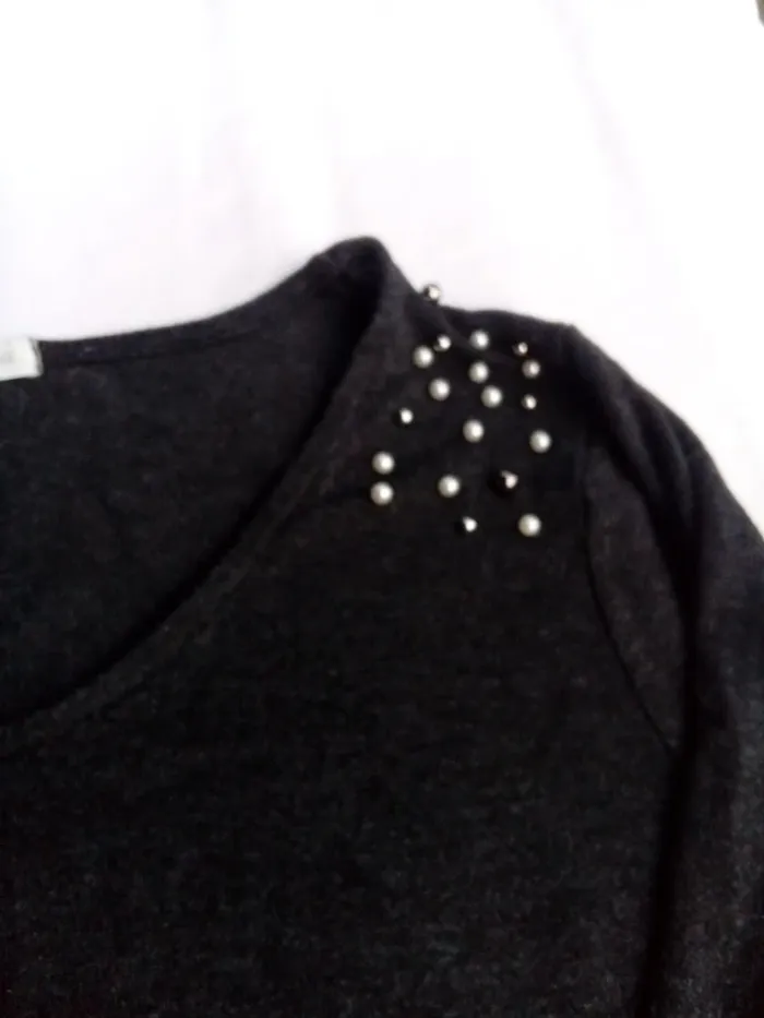 Pull gris foncé perles cache cache 44 - photo numéro 4