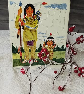 🧩Playskool Vintage Puzzle 16 pièces Indien Père et fils