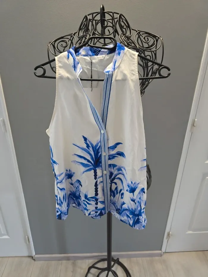 Blouse sans manches imprimée Zara
