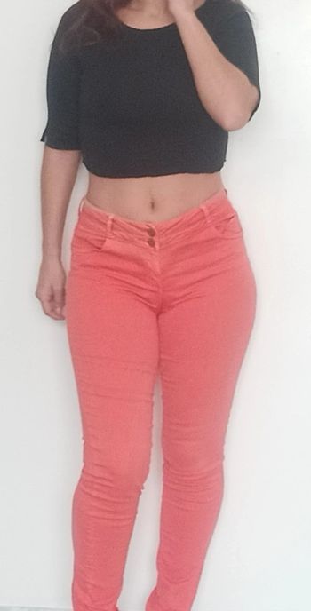 Pantalon slim corail stretch taille 40