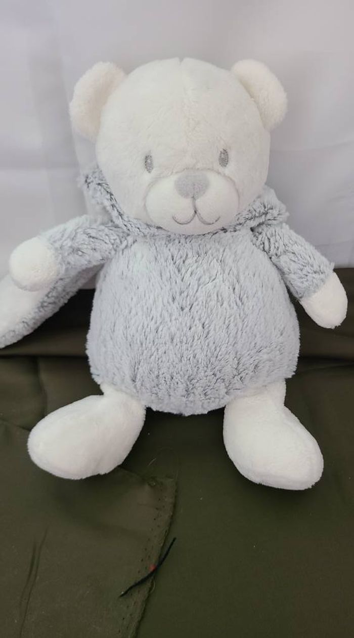 DOUDOU BOULE MUSICAL ORCHESTRA PREMAMAN OURS LAPIN gris chiné blanc - photo numéro 2