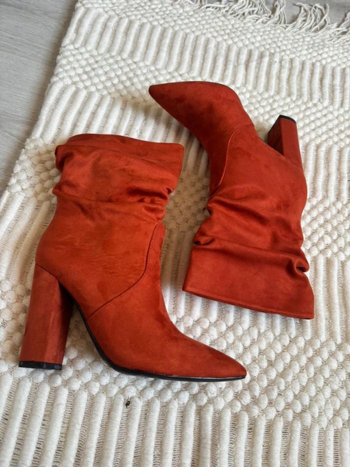 Bottines femme en daim orange 37 - photo numéro 6