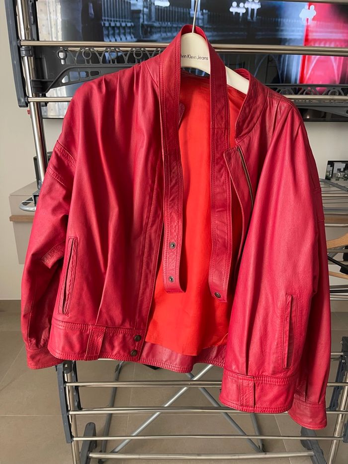 Veste en cuir rouge - photo numéro 5