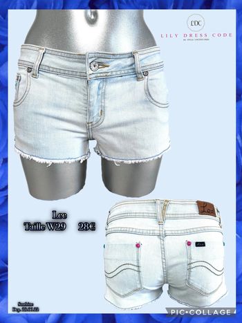 💙 Short en jean clair Lee – Taille W29 SOLDÉ -70% 💙