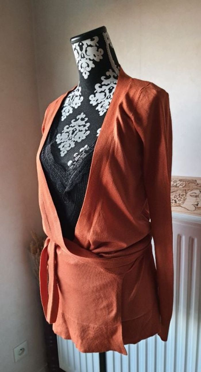 Pull cache-coeur, Bershka, rouille orange, taille: L