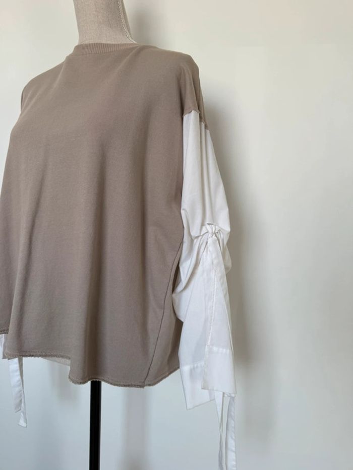 Sweat zara chemise camicia t-shirt camisa noeud M Maglia blouse haut folder blusa blouse t-shirt - photo numéro 2