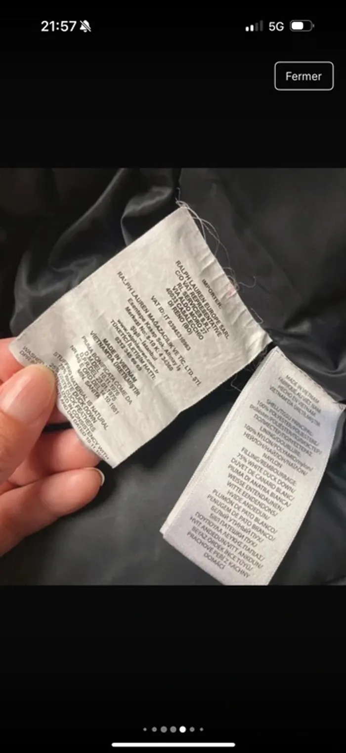 Polo Ralph Lauren doudoune noir capuche amovible duvet et plume 6 ans garçon fille - photo numéro 6