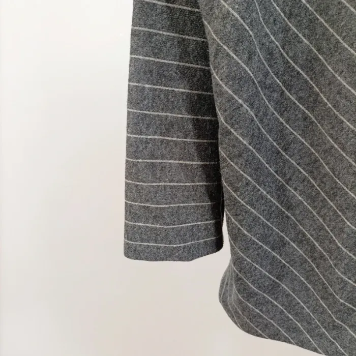 Tunique grise Marina Rinaldi à rayures fines, laine viscose polyester, taille 46 A1366 - photo numéro 8