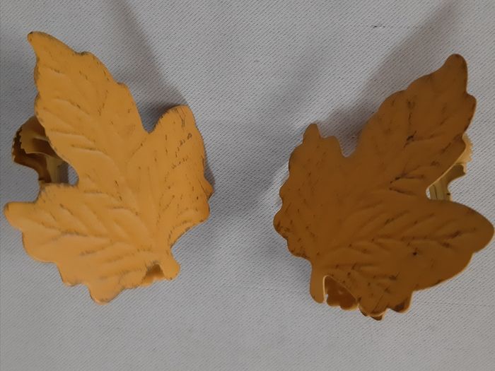 lot de 2 pinces à rideaux grandes feuilles jaunes - décoration d'automne