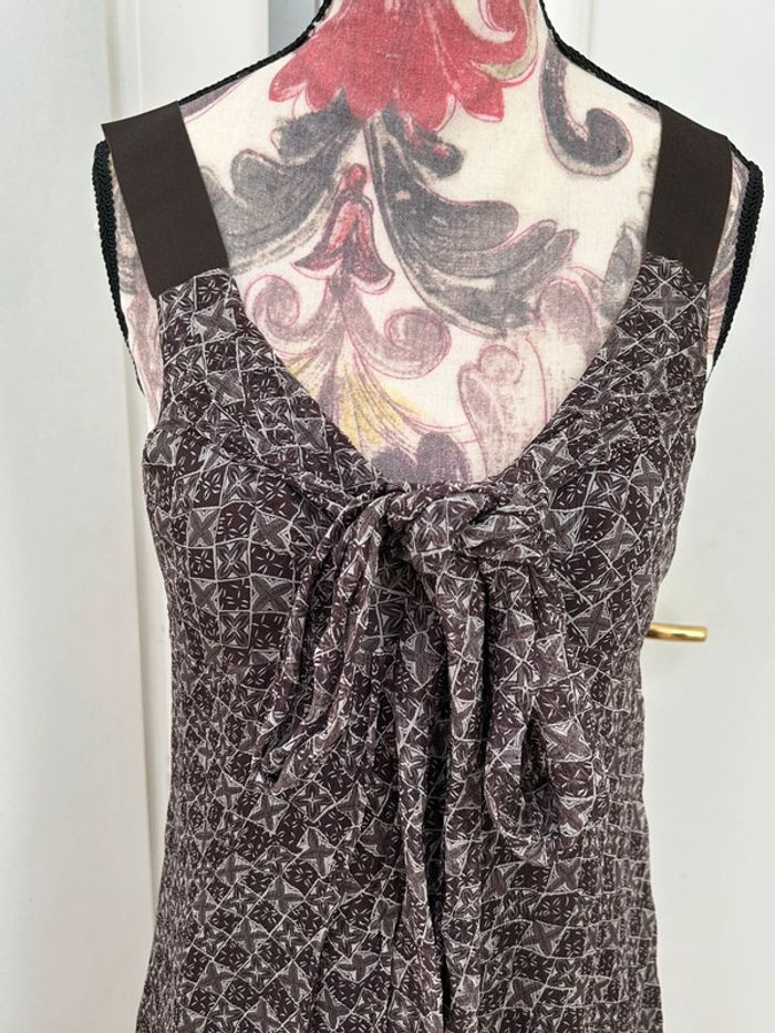 Robe sinequanone marron violine en soie taille 38 été à bretelles - photo numéro 2