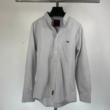 Chemise blanche à petits carreaux noir - Classique - tendance, vintage - Rixper Taille L - A022