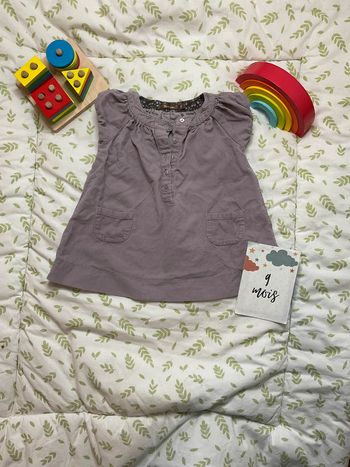 robe manches courtes hiver en velours violet gris 9 mois bout'chou