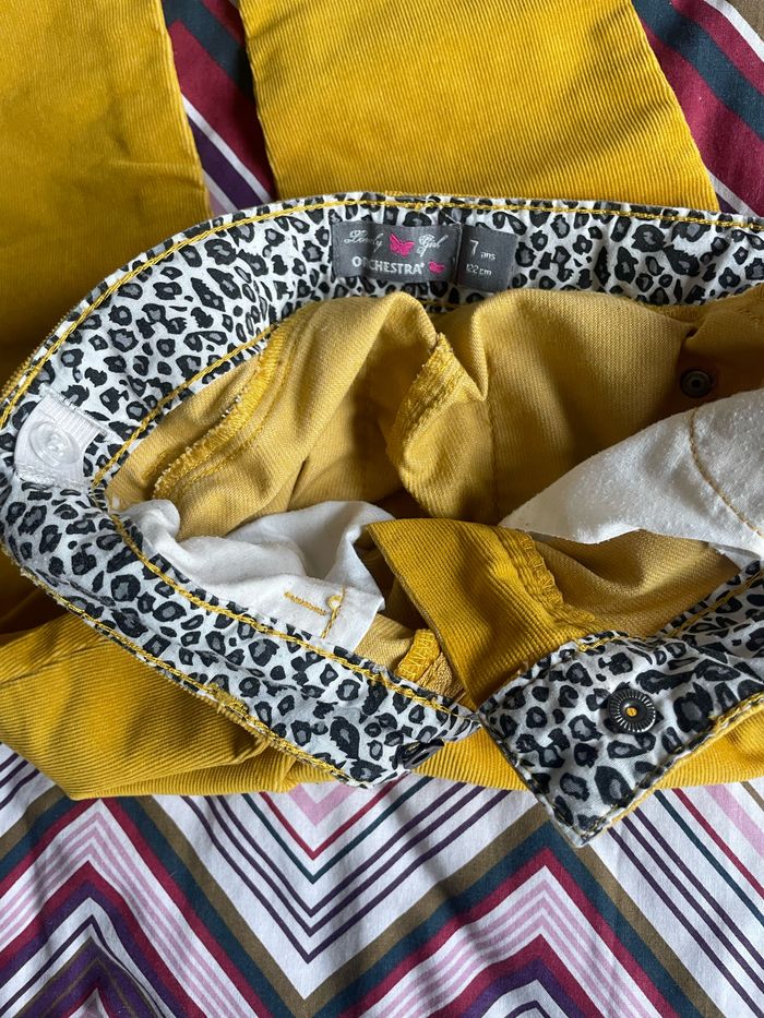 Pantalon velours ras moutarde fille tbeg 7 ans taille réglable - photo numéro 6